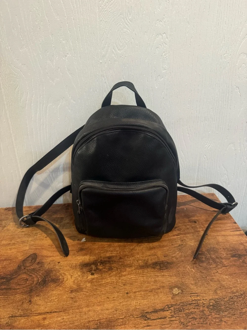 Black Leather Mini Backpack - Sleek Everyday Carry